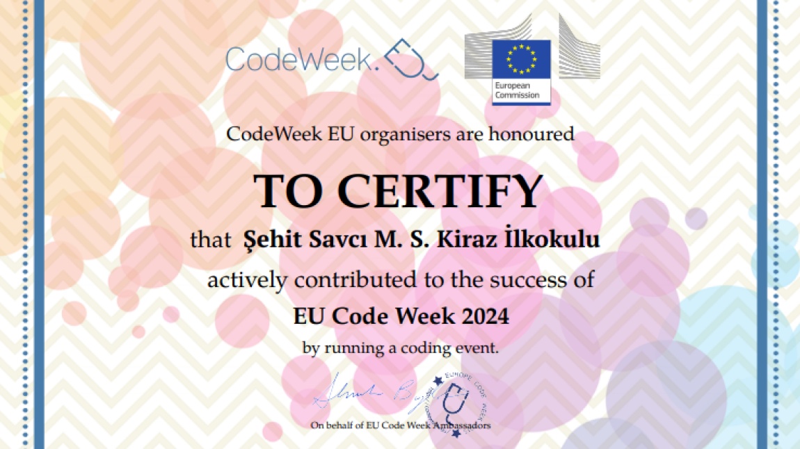 Codeweek Sertifikamızı Aldık